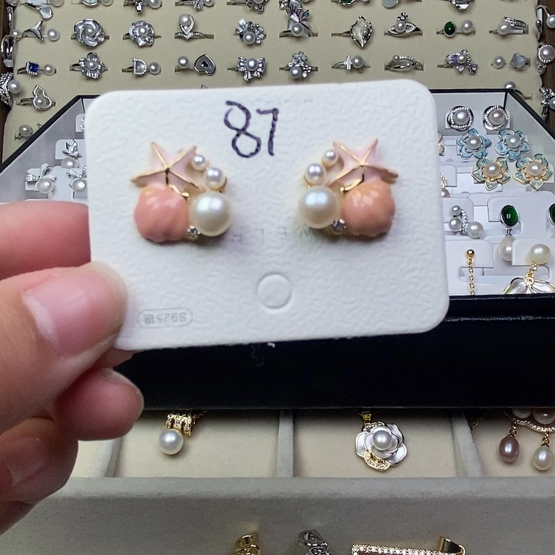 淡水珍珠耳饰银S925镶嵌