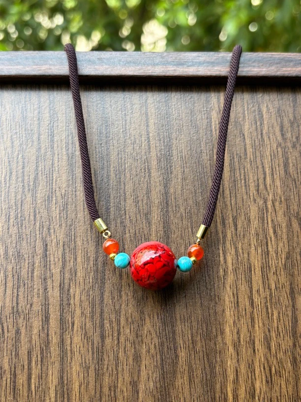 含辰砂工艺品转运吊坠锁骨项链本命年圆珠转运时尚挂件