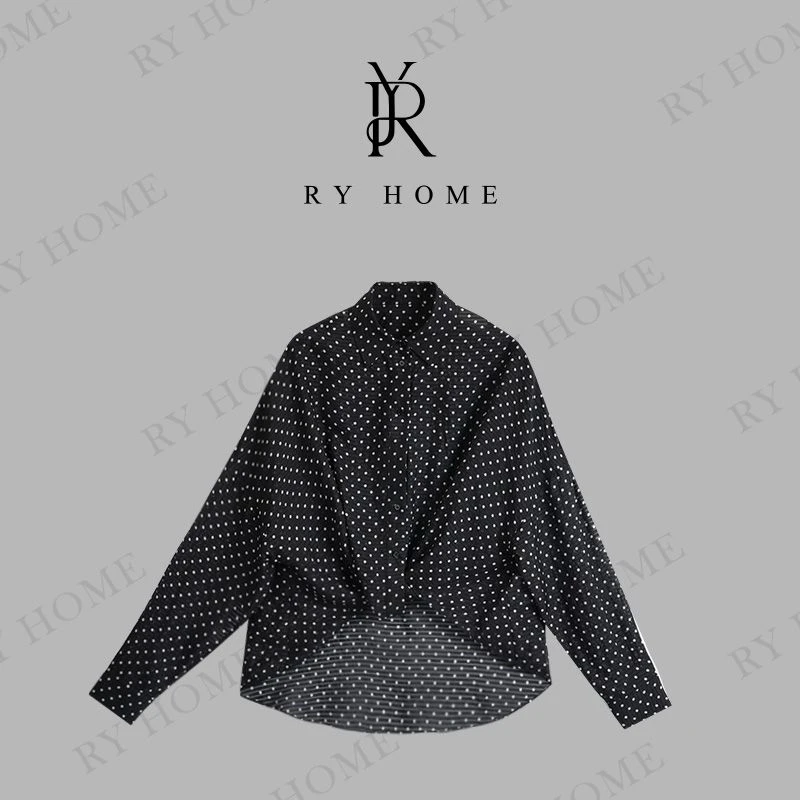 【容雨RYHOME】10姆米桑蚕丝＋设计感波点翻领衬衫252C1484