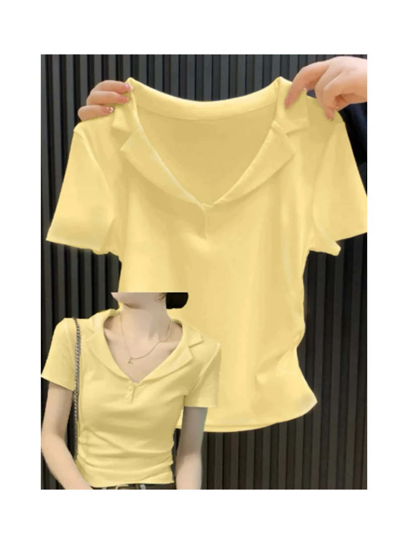 2025夏季正肩显瘦洋气韩版卡腰小衫短款洋气上衣7176