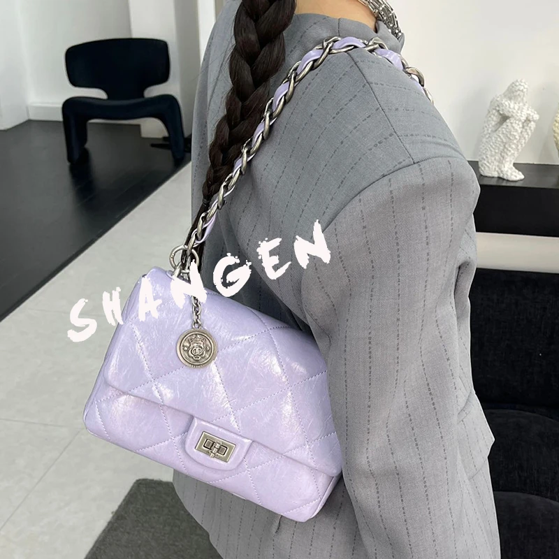 【尚恩CC】ZT-D7193-豆蔻紫-24*6*17轻奢时尚女士新款单肩斜挎包