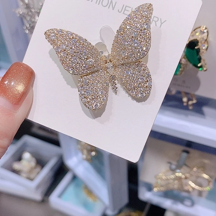 锆石铜合金蝴蝶胸针
