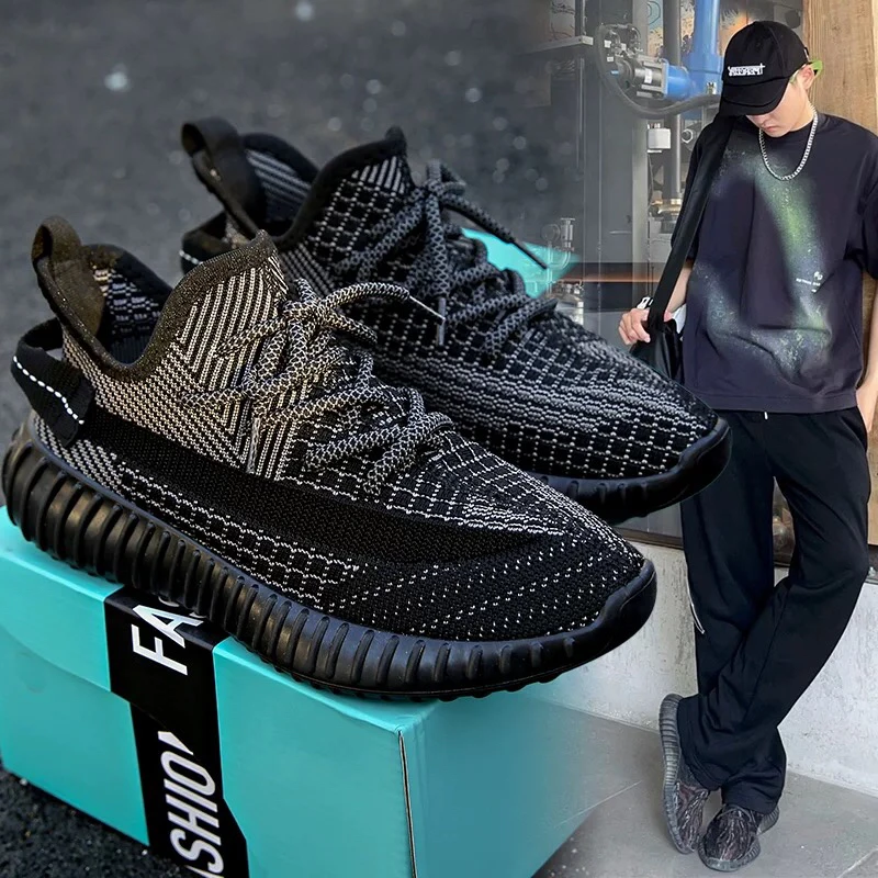 椰子鞋男士2025秋季新款大码黑色时尚休闲百搭增高耐磨防滑跑步鞋