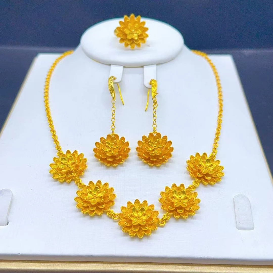 铜合金项链 合金项链精美颈链三件套时尚民族风手工气质轻奢8912