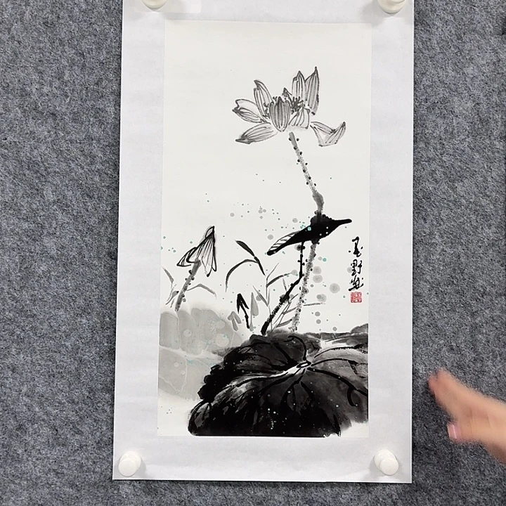 国画国画作品纯水墨荷花