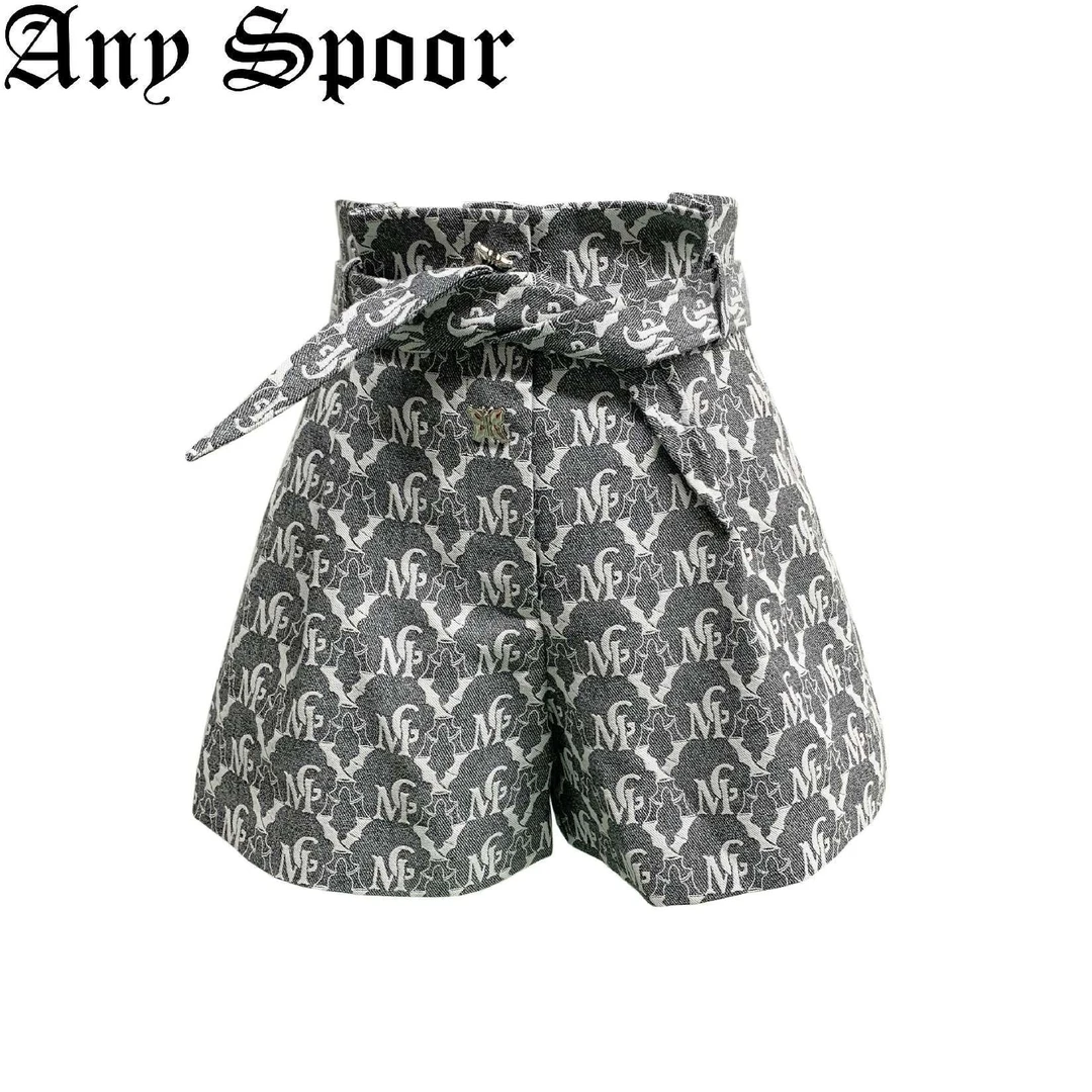 【ANY SPOOR】新款潮流高腰显瘦时尚百搭印花女士短裤30249
