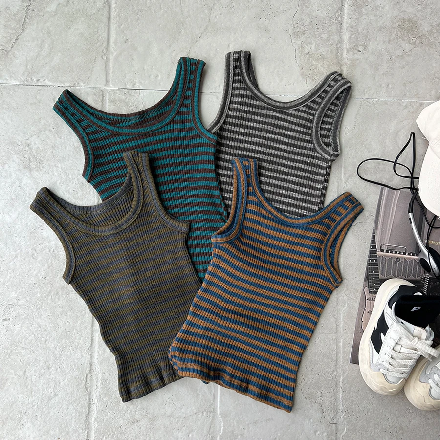 女童夏季条纹背心儿童无袖t恤 YN928