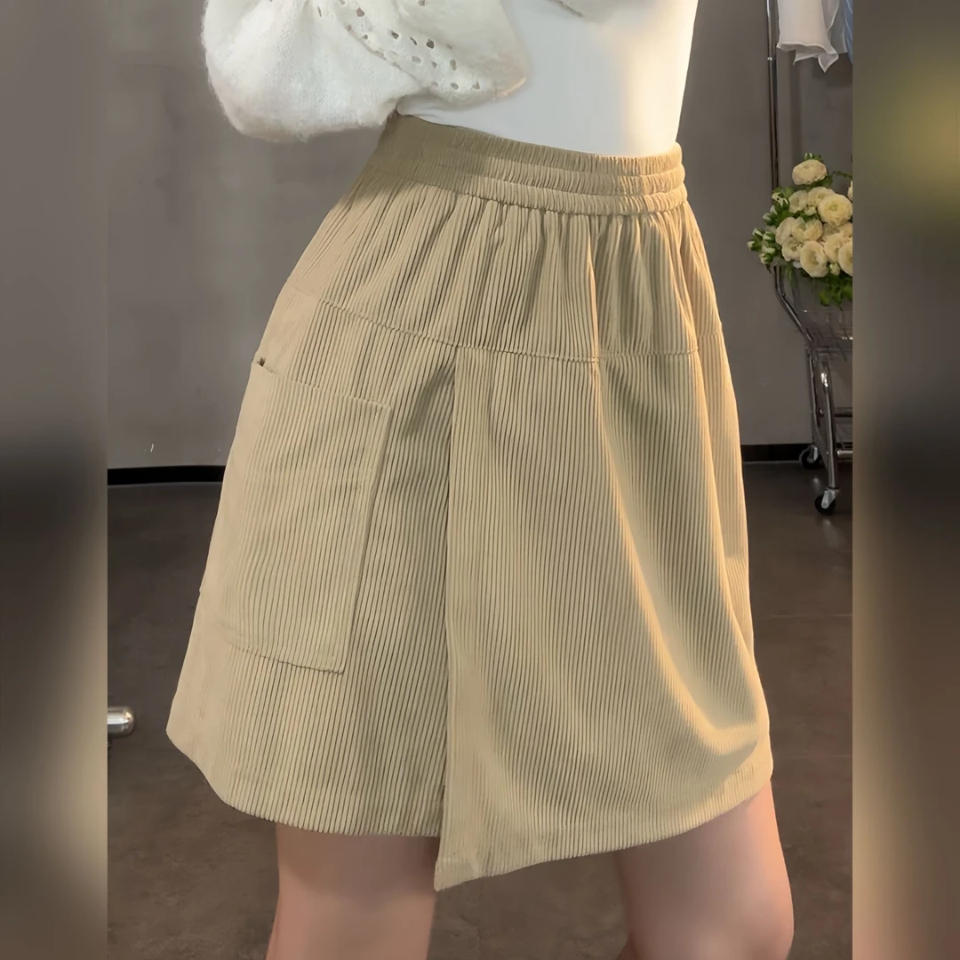 VGVL裤裙【双代计划】春夏秋灯芯绒短裤裙女青Z60146