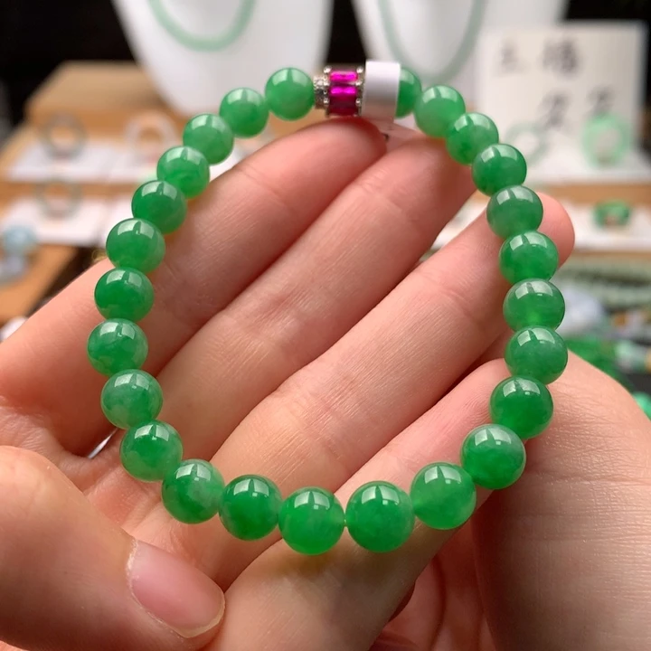 大***媛未镶嵌手串翡翠天然缅甸A货翡翠