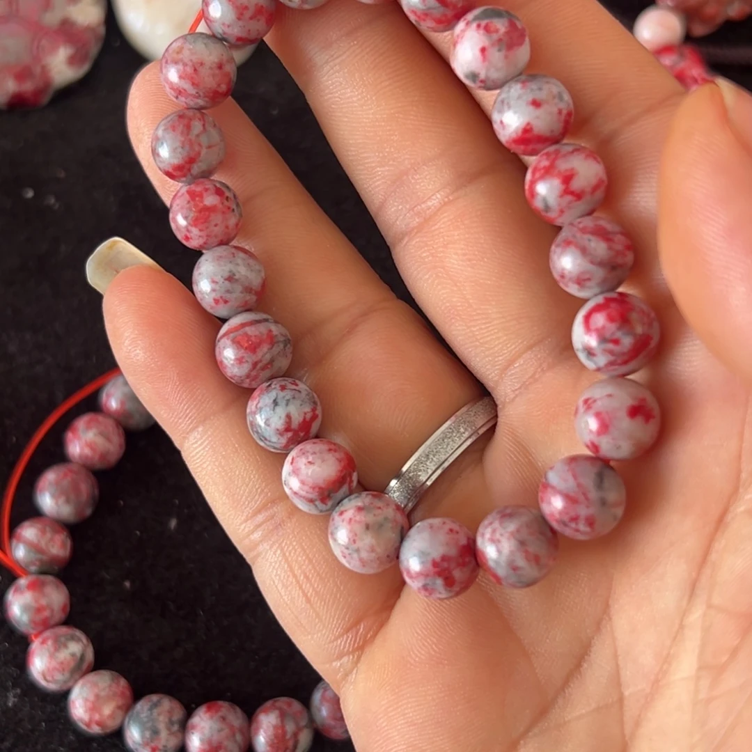 天然辰砂原石手串