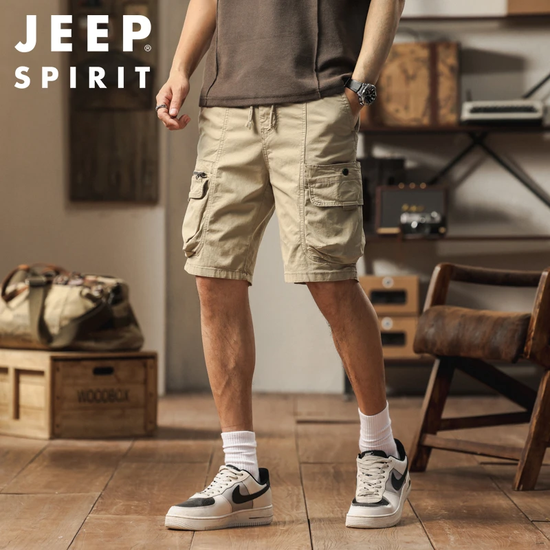 JEEPSPIRIT吉普男士夏季宽松直筒百搭五分裤美式潮流复古休闲短裤