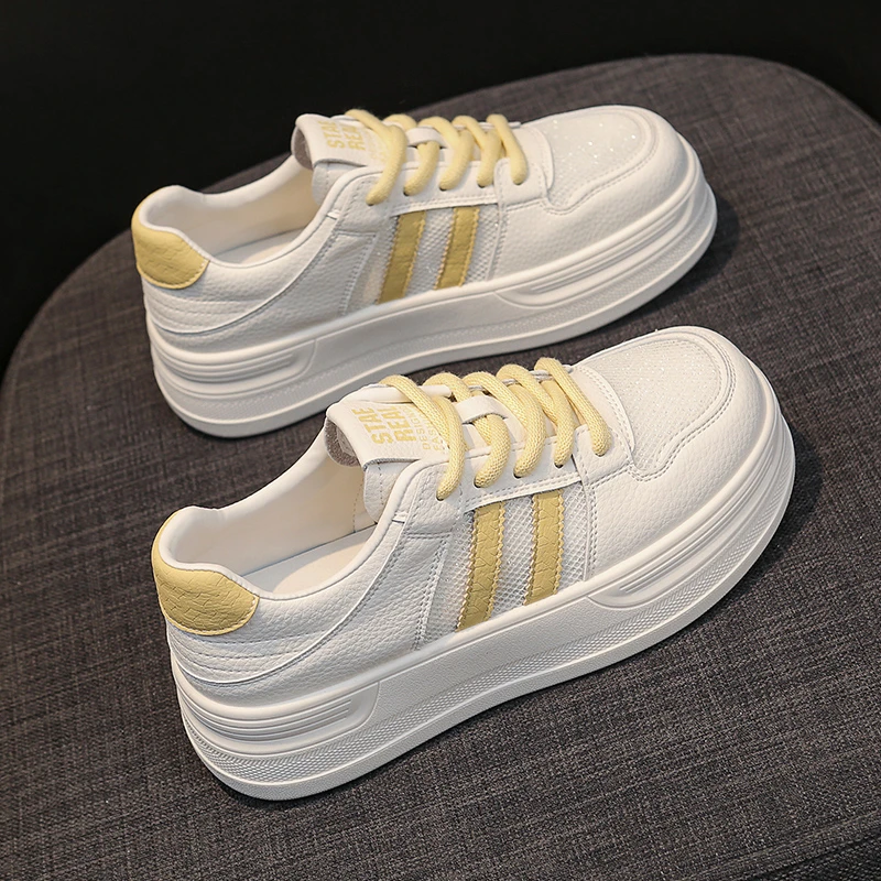 4.5cm欧若风小白鞋女2025新款夏季网面透镂空气学生厚底爆款鞋子