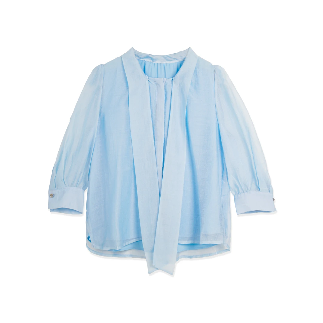 【小E家】Z 夏季新款 简约风时尚气质冰感薄纱轻盈透气衬衫上衣