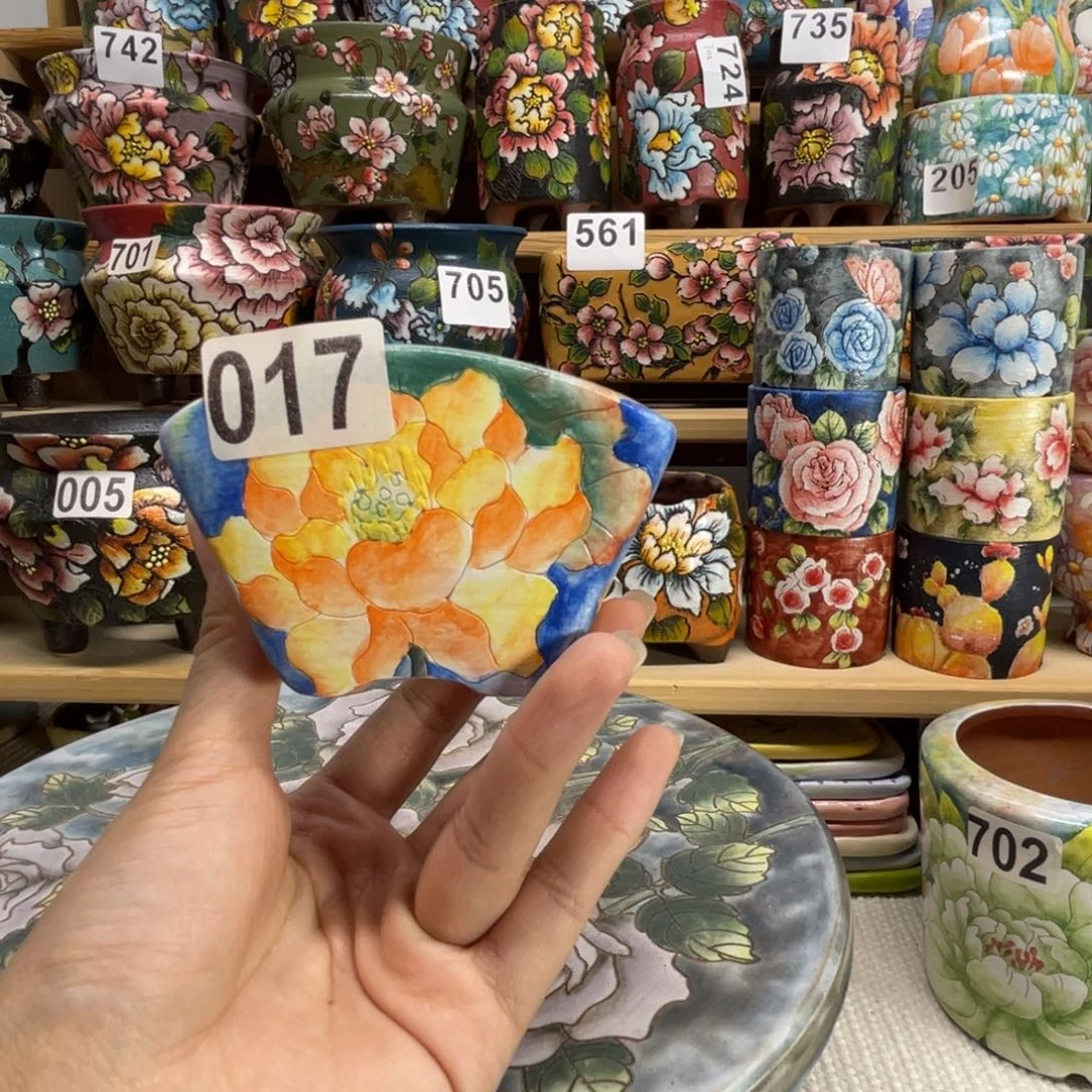 景德镇手绘多肉花盆017