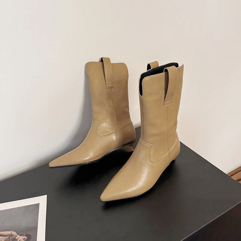 3005/3cm牛皮中筒靴