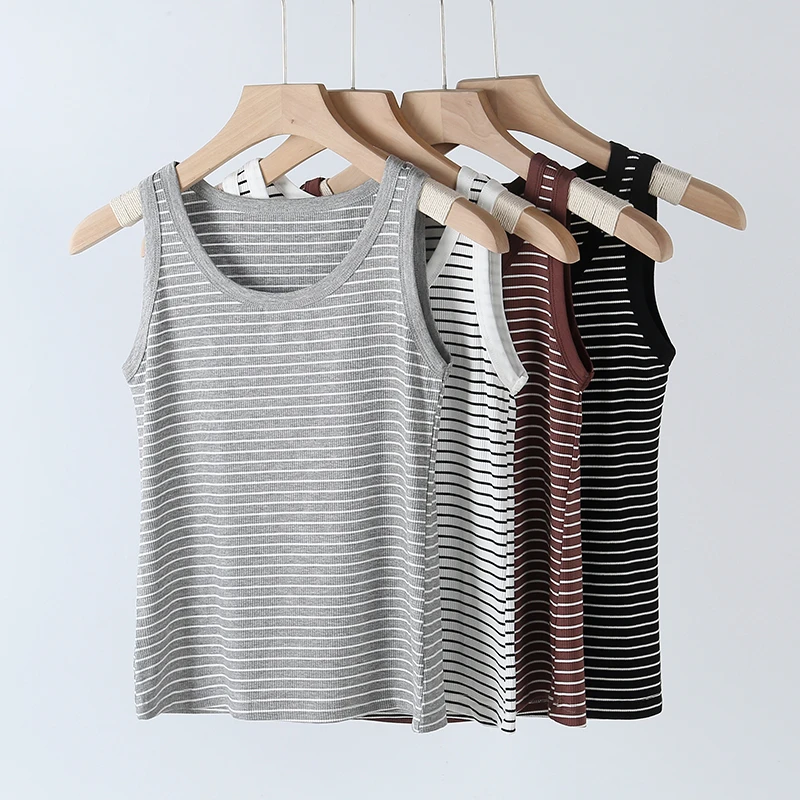 针织女不限季节夏季内搭吊带条纹背心薄款修身透气