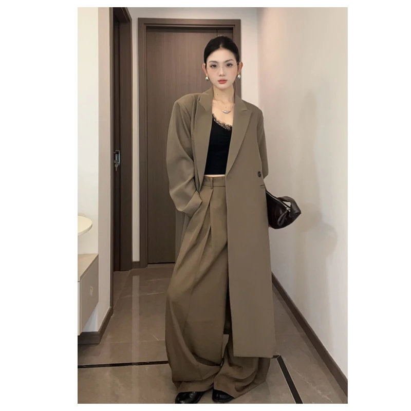 咖色风衣外套女春季新款宽松显瘦长款过膝休闲西装大衣