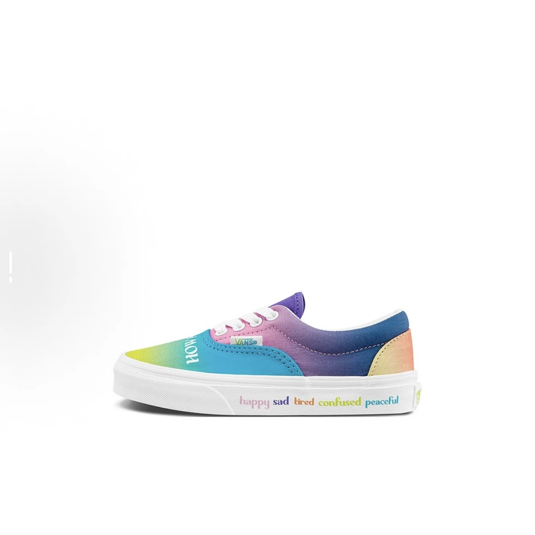 Vans era时尚百搭轻便耐磨彩虹渐变低帮帆布中大童鞋VN000YMA8B3