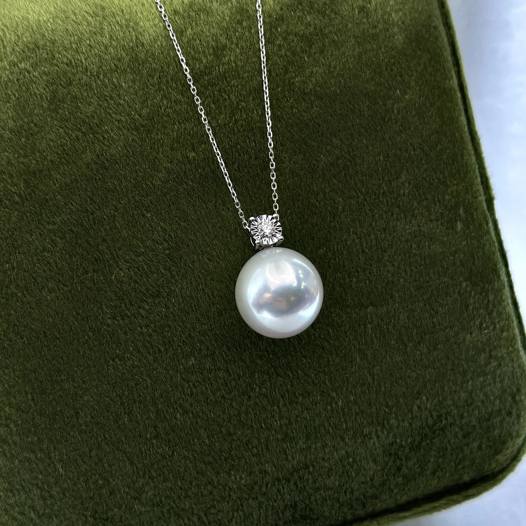 【戴妃款】澳白13-14mm  海水珍珠吊坠  18k白金  不含链