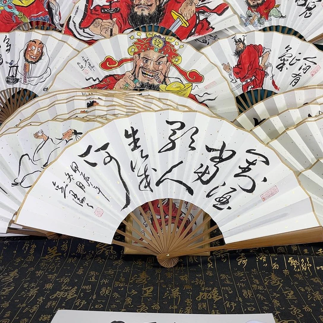 扇子李*猫手绘折扇一把