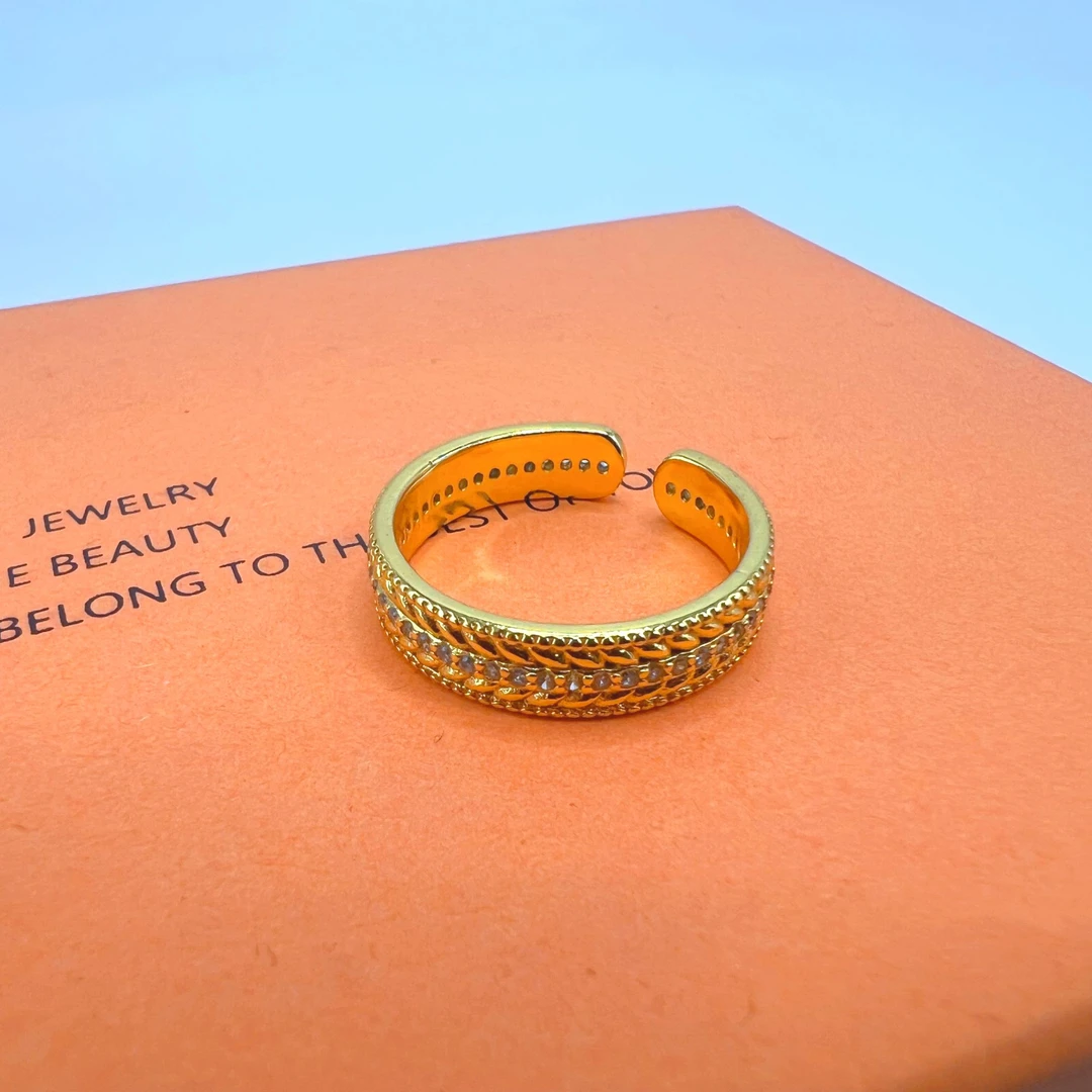 黄铜戒指 汉东自留款 镶嵌点钻麦穗编织精致美观适合送礼