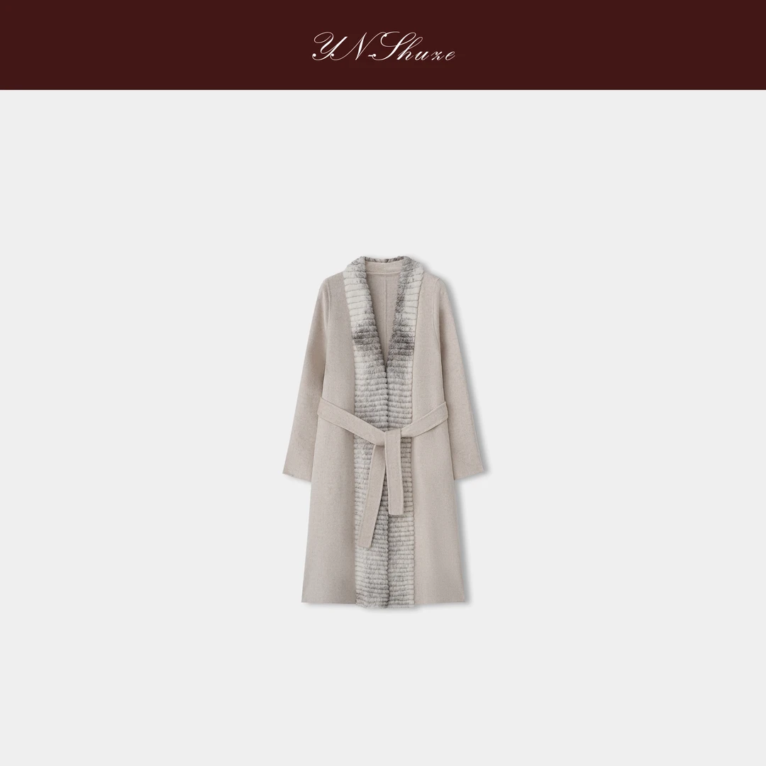 YN-SHUZE秋冬百搭气质女装开衫水貂毛大衣SZ-YNB-6133