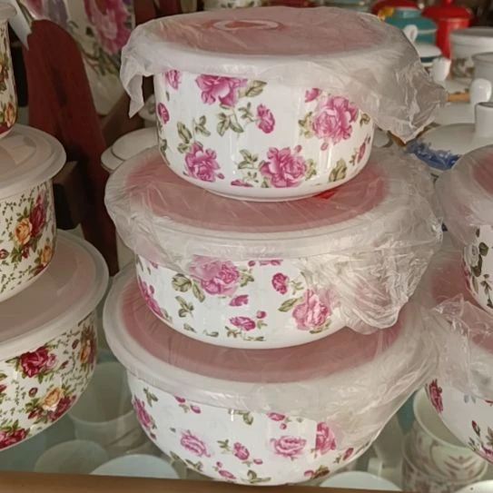 新疆西藏包邮花之恋骨质瓷三件套保鲜碗