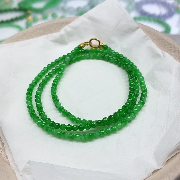 *****翡翠18K金镶嵌手链天然缅甸翡翠A货卡3