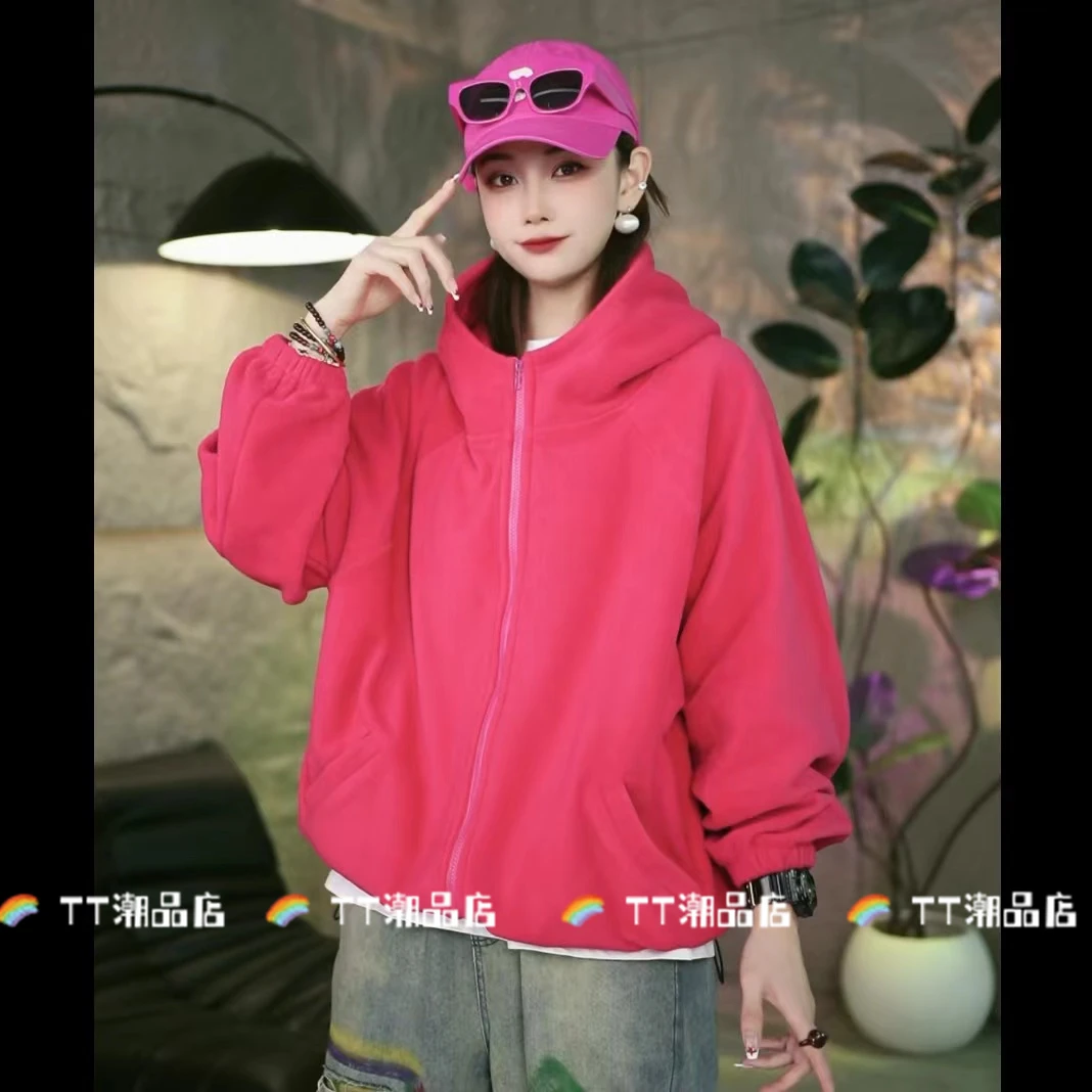 【TT潮品】秋冬新款时尚彩色系宽松显瘦松弛感休闲连帽外套8828