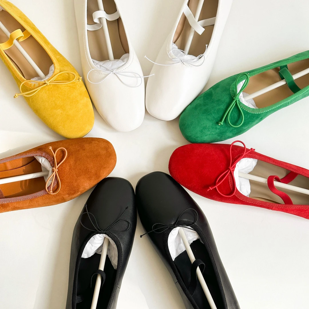 【X】"法式CHAO软"浅口蝴蝶结芭蕾舞鞋百搭平底羊皮单鞋 YLLS31006