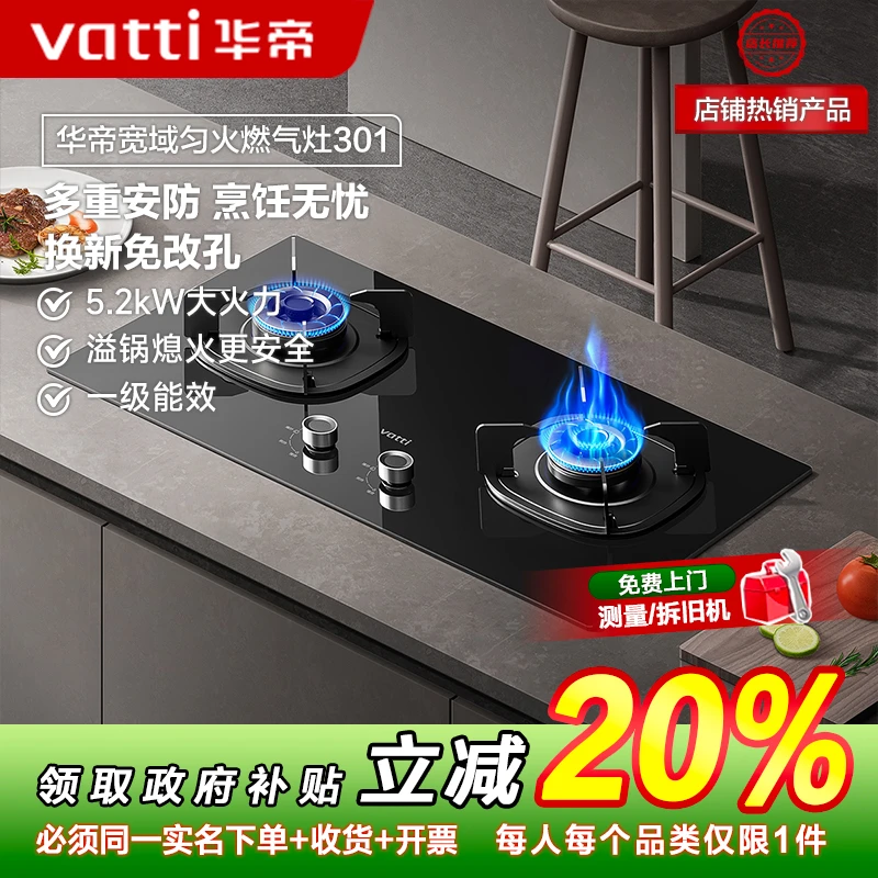 Vatti/华帝i10301嵌入式厨房煤气灶家用双灶天然气炉台猛火灶台具