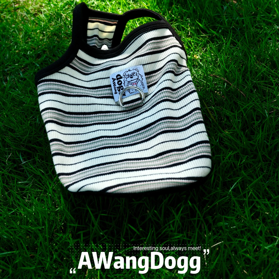 AWangDogg撞色条纹背心时尚宠物衣服狗狗居家薄款上衣