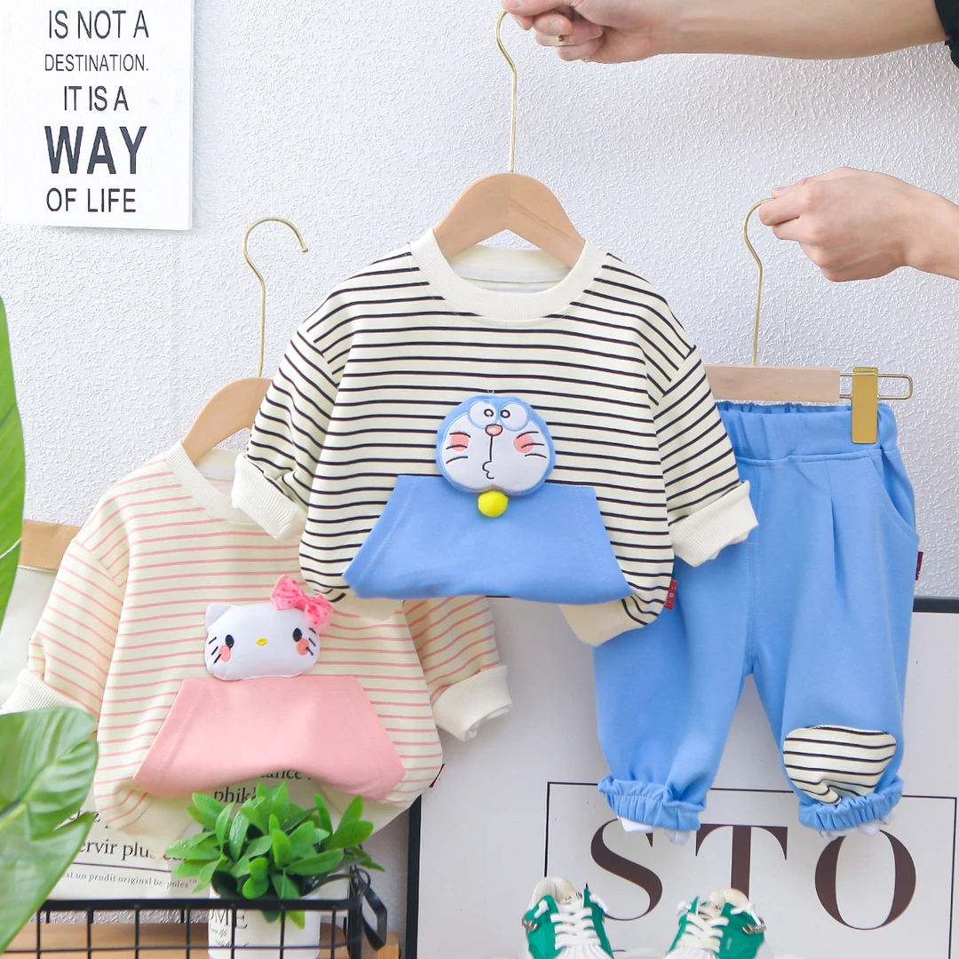 25年男女童套装春秋新款女宝休闲运动两件套儿童简约套装春季童装