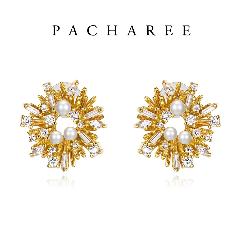 合金合成锆石耳饰 星光璀璨系列璀璨烟花耳钉-500014