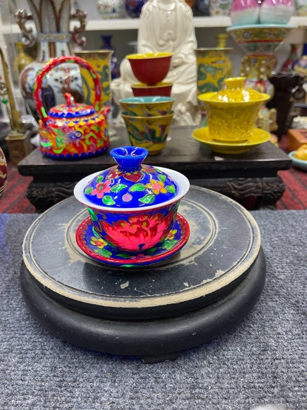 手工掐丝盖碗茶杯茶具