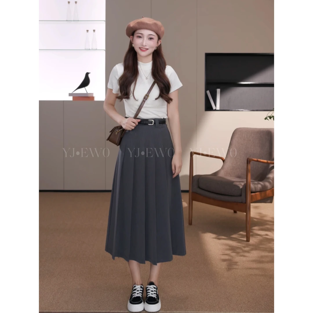 【小爽小个子】春季新款西装百褶裙半身裙女高腰伞裙-8580
