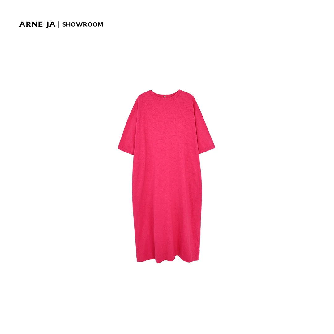 ARNE JA｜舒适天花板极简定染颗粒感松弛全棉T恤长裙A745