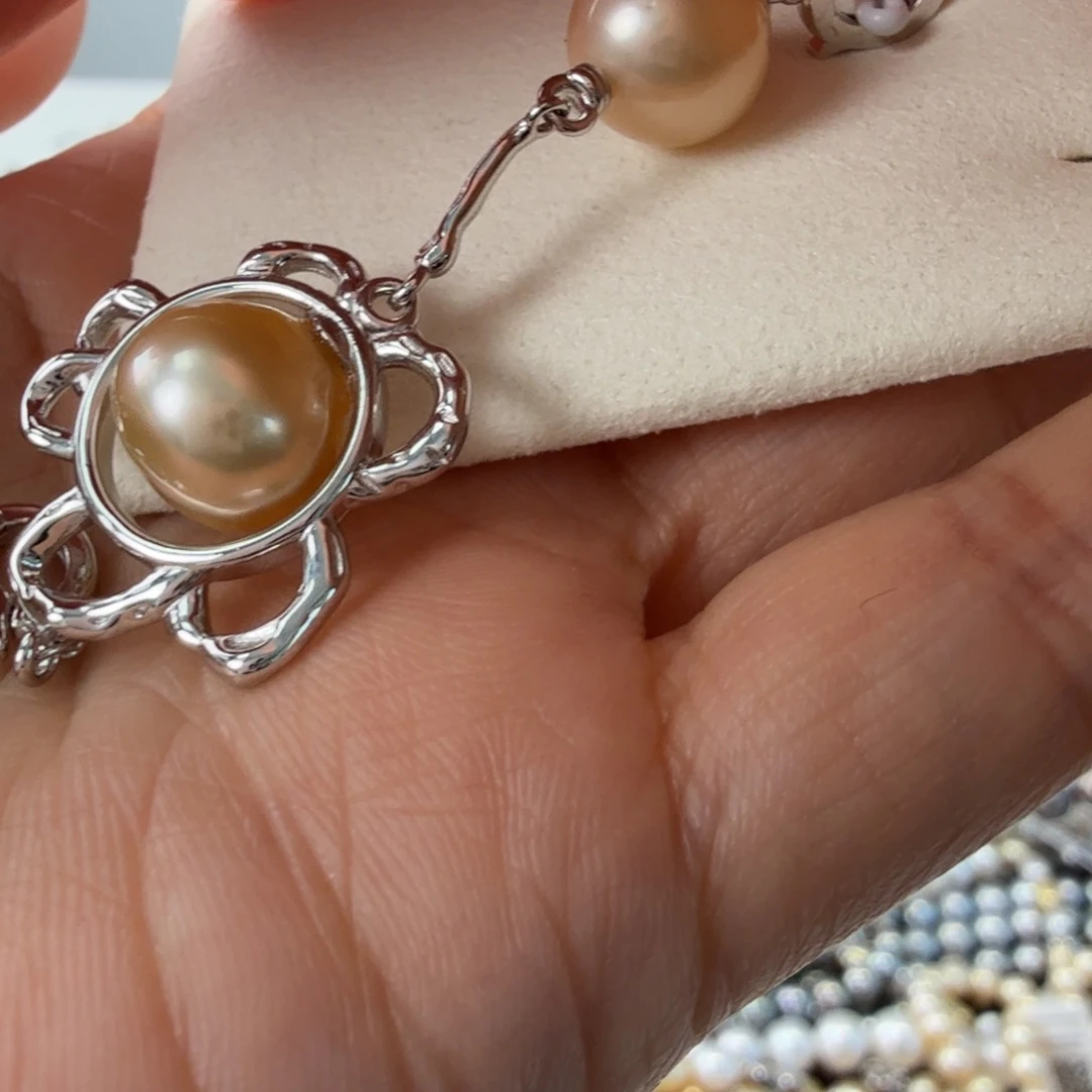 海水珍珠银S925镶嵌颈饰