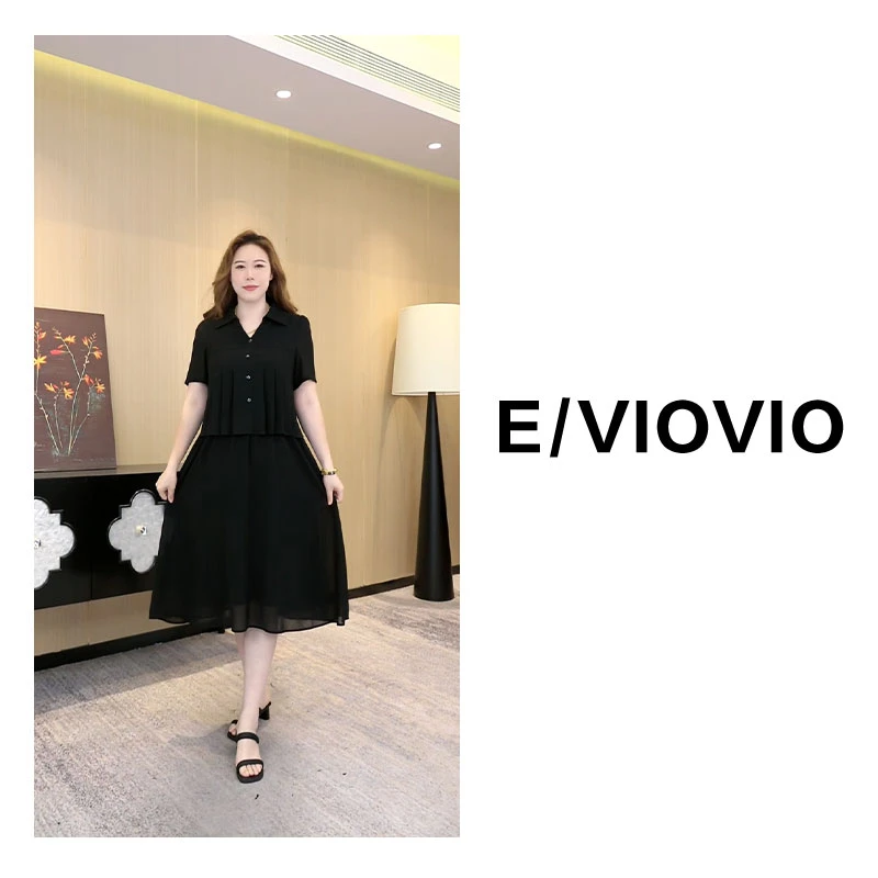 胖大今大码定制女装新款时尚简约休闲舒适假两件显瘦连衣裙ZB6879