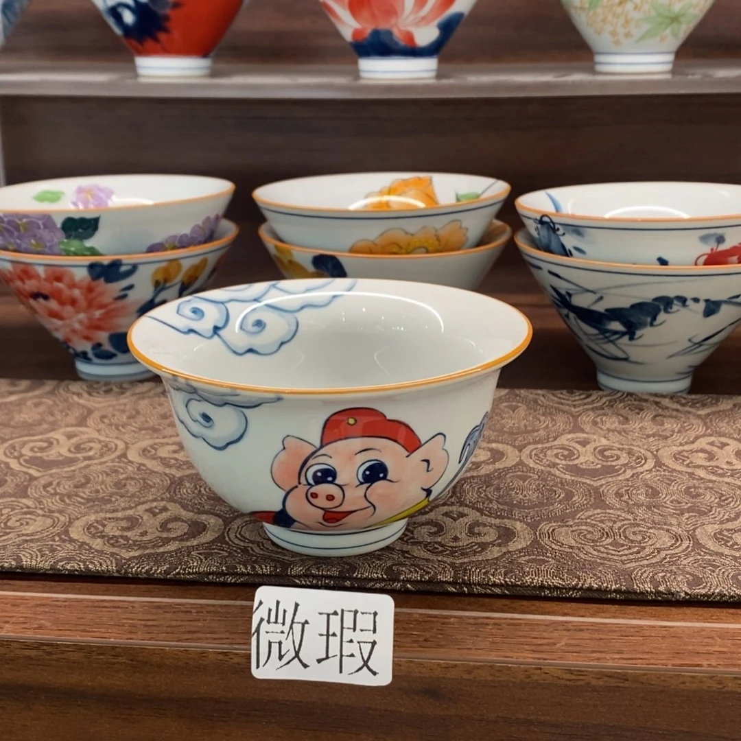 釉下彩老陶泥手工绘制