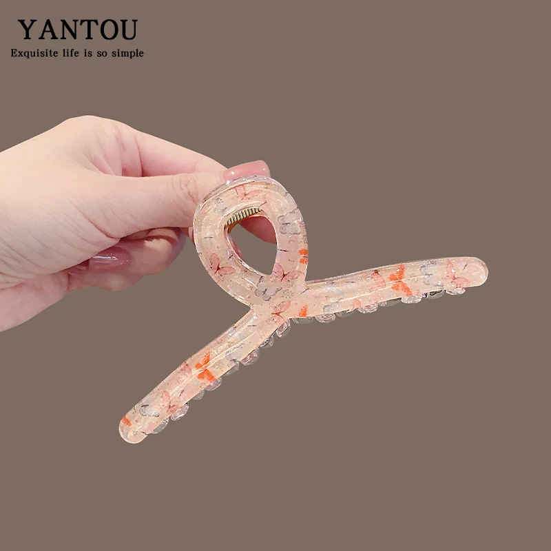 韩版新款亚克力小碎花抓夹时尚百搭甜美少女日常盘发鲨鱼交叉发抓