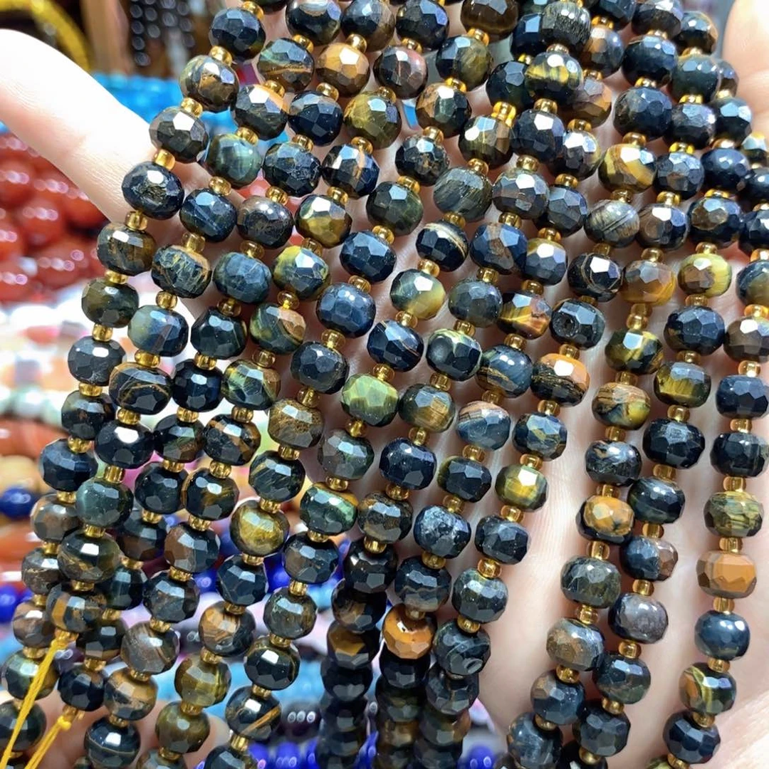 玛瑙/玉髓未镶嵌珠宝半成品虎眼一条卡8mm