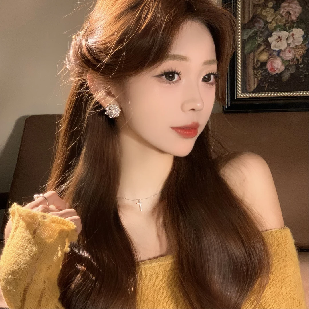 FULL GIRLISH耳环01733满镶花朵百搭耳钉耳饰