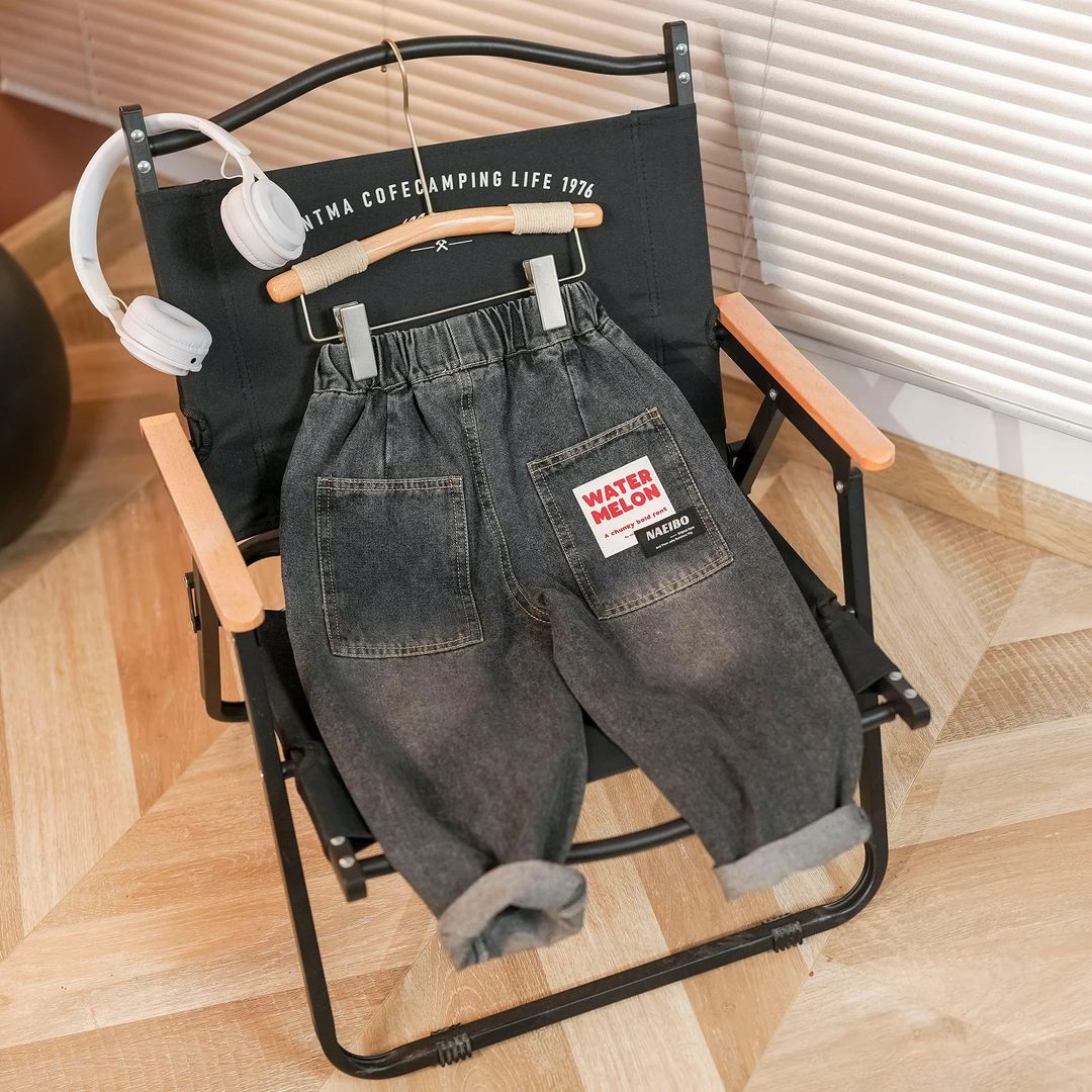 新粉男女童春款儿童宝宝牛仔裤子中童男孩百搭牛仔裤5538