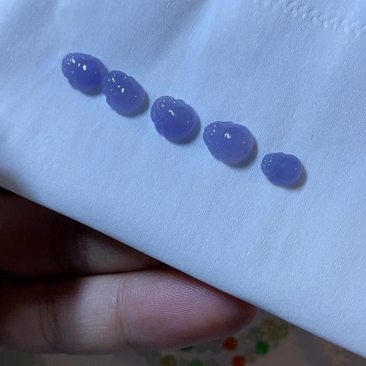 定制翡翠未镶嵌紫罗兰貔貅五个