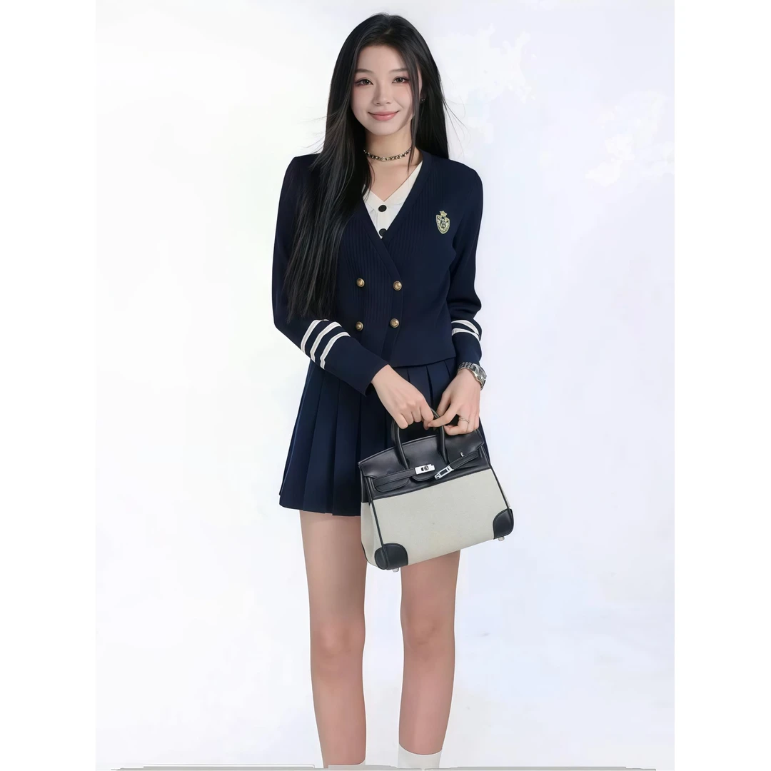 学院风假两件针织开衫半身裙一整套入秋穿搭女上衣套装减龄时尚