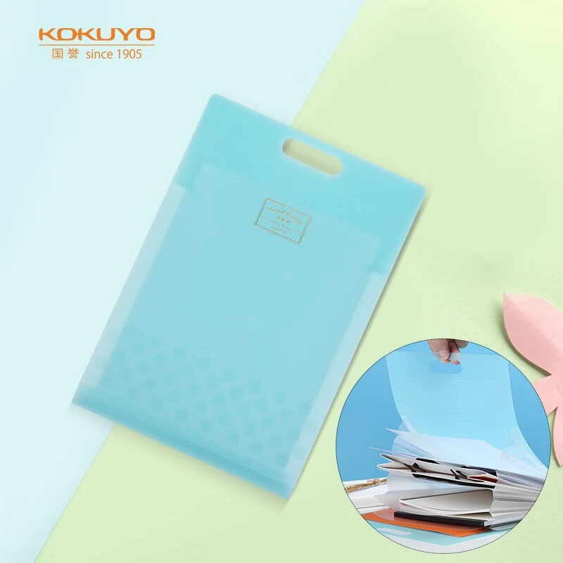国誉(KOKUYO)A4手提式文件包淡彩曲奇学生竖款资料册文件夹 淡彩