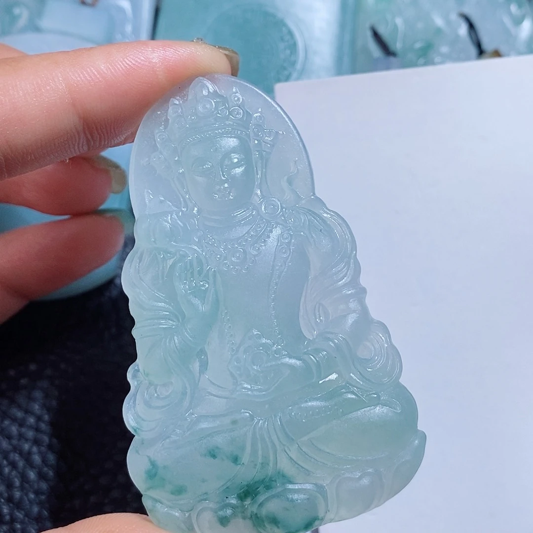 定制翡翠未镶嵌毛货付款后确认抛光