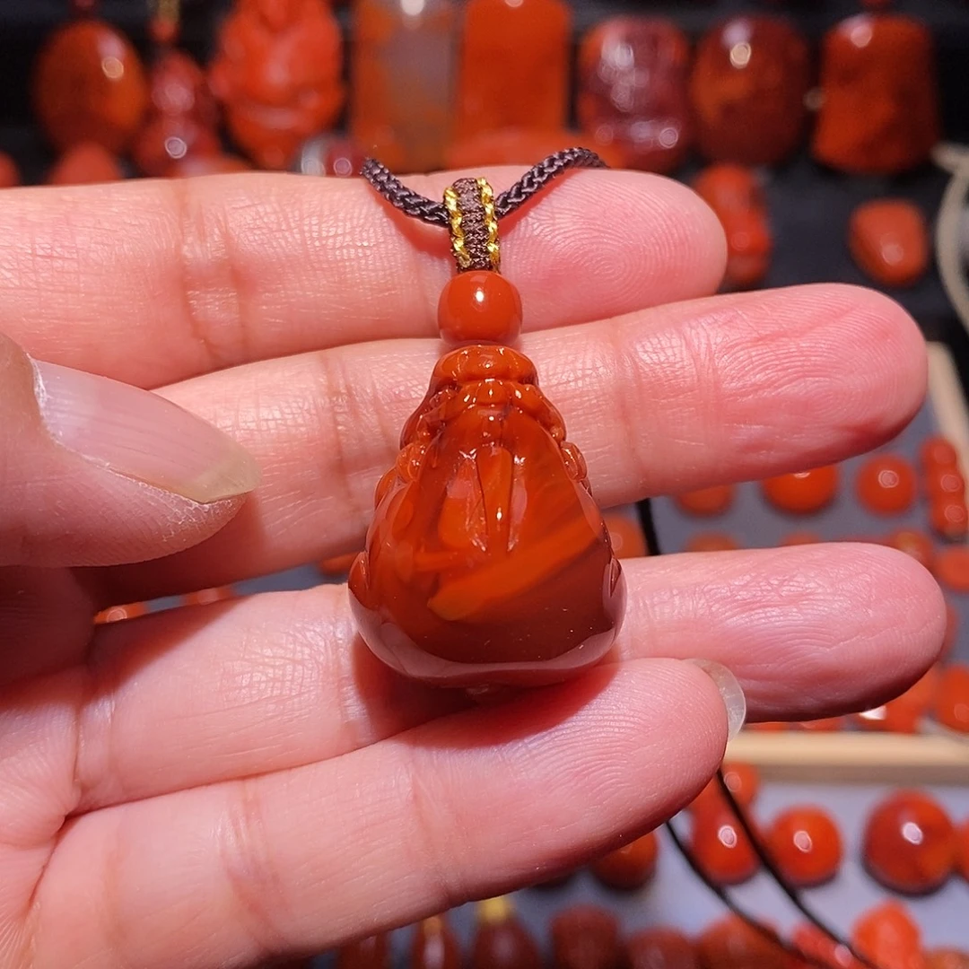 L***ལ南红玛瑙未镶嵌精工火焰纹貔貅