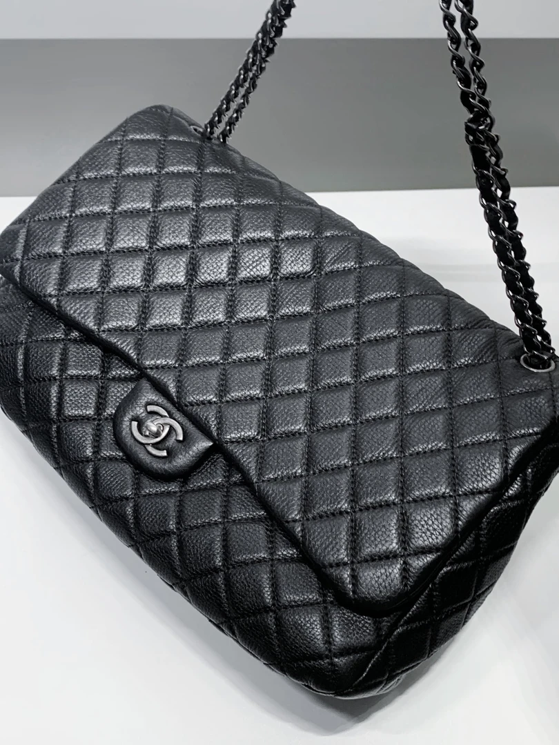 95新 Chanel/香奈儿 HIHI/16S 黑银菱格纹机场包 22开 底长46.5CM